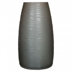 Grey matte ripple effect Murano glass vase